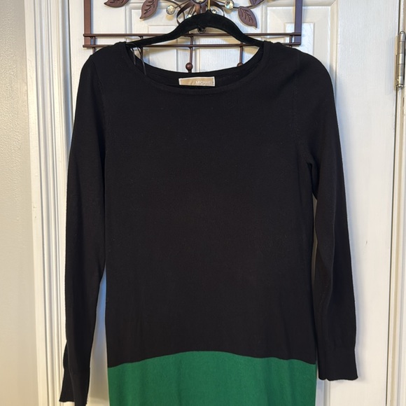Michael Kors Black & Green Sweater Dress w/ Gold Side Zippers - Picture 2 of 10